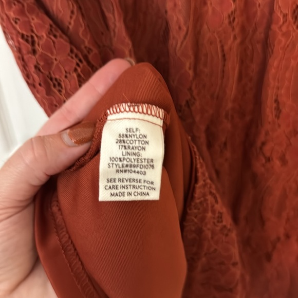 Burnt orange lace alterd state dress, size M - Picture 5 of 8
